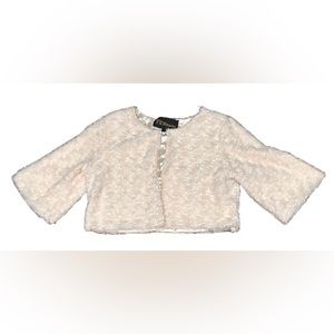 FURROCIOUS Satin Lined Fur Cardigan Cape In White